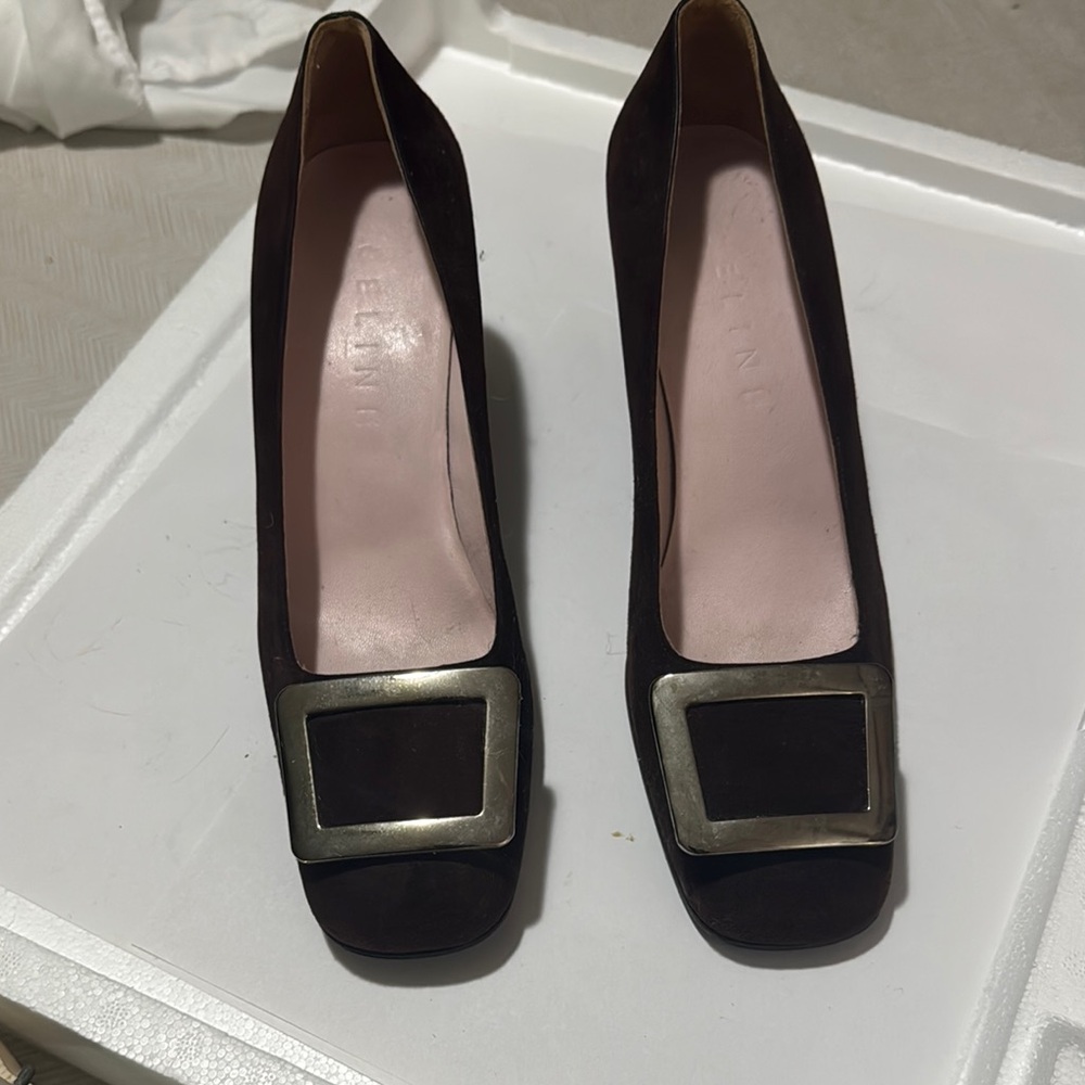 CELINE Brown Pumps with Silver Accents Size 9.7
